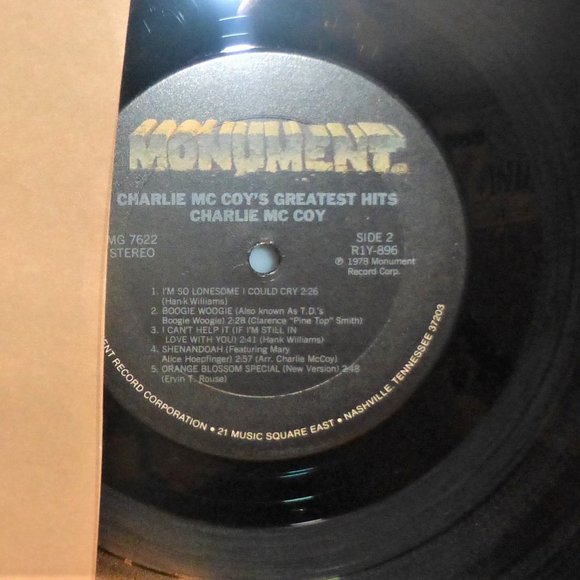 1st Press 1978 CHARLIE McCOY'S Greatest Hits Vinyl LP Record Monument Record - Picture 3 of 4